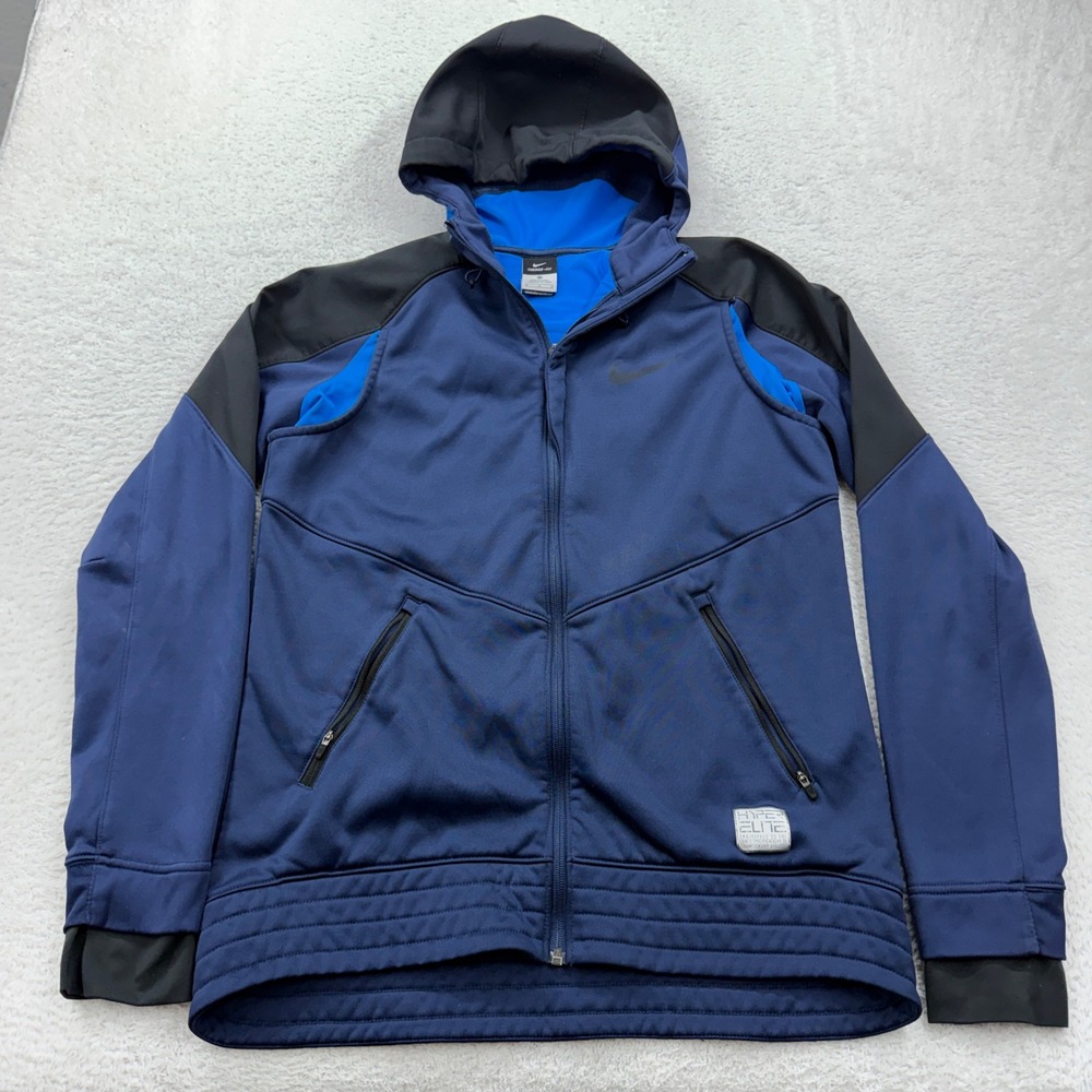 Nike Therma-Fit Hyper Elite Basketball Hoodie Mens Medium Navy Blue Full Zip